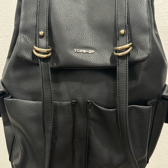 Black Topshop Faux-leather backpack purse vegan diaper bag bag main image 9